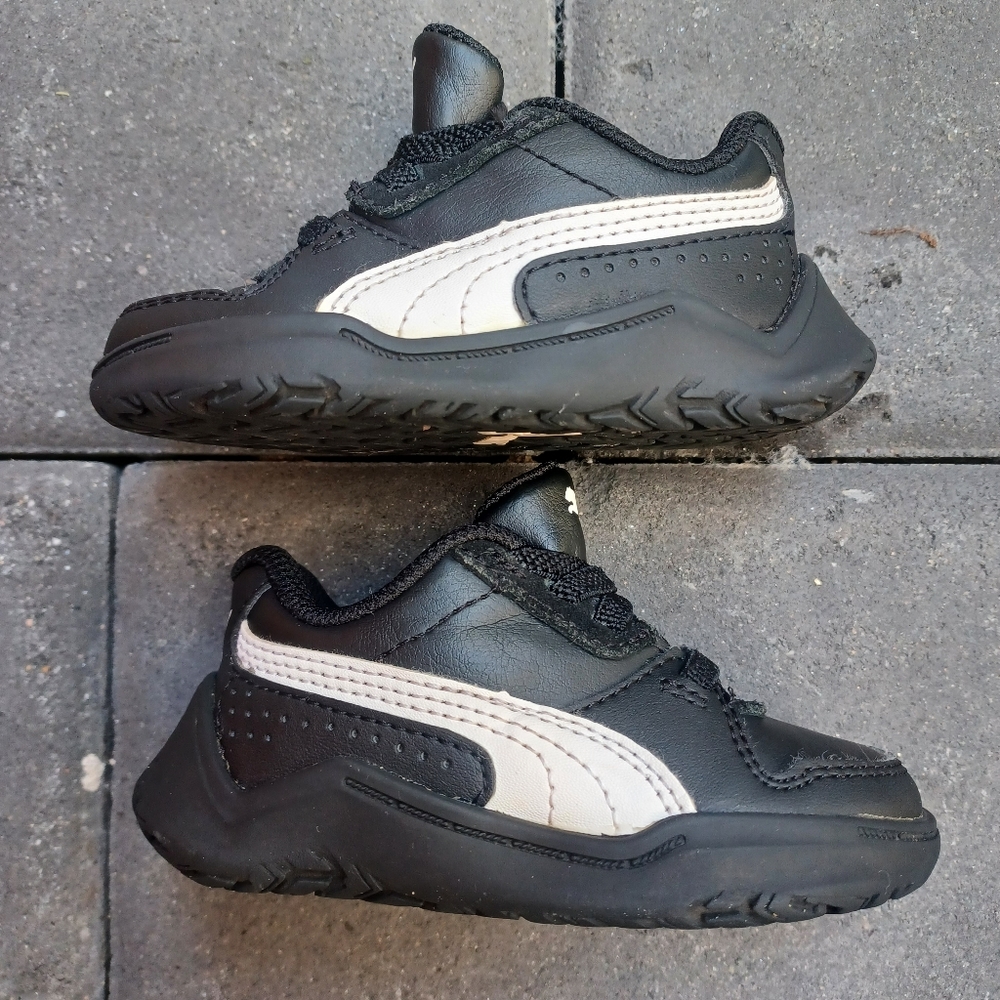 Puma DC Past Lace Up Sneakers Toddler,Size 4C,Black/White